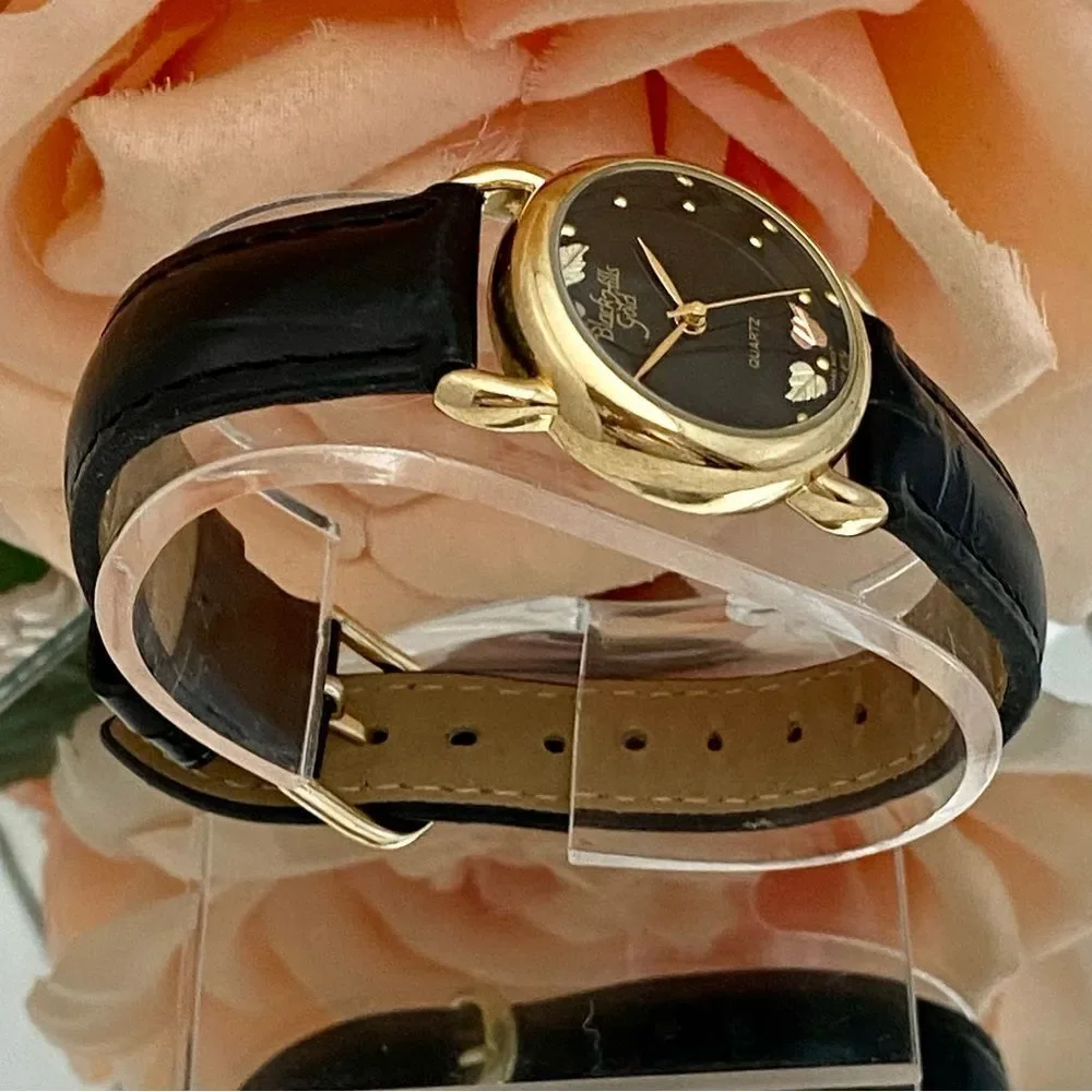 Black Hills Gold Real 12K Gold Leaves on Dial Ladies Watch